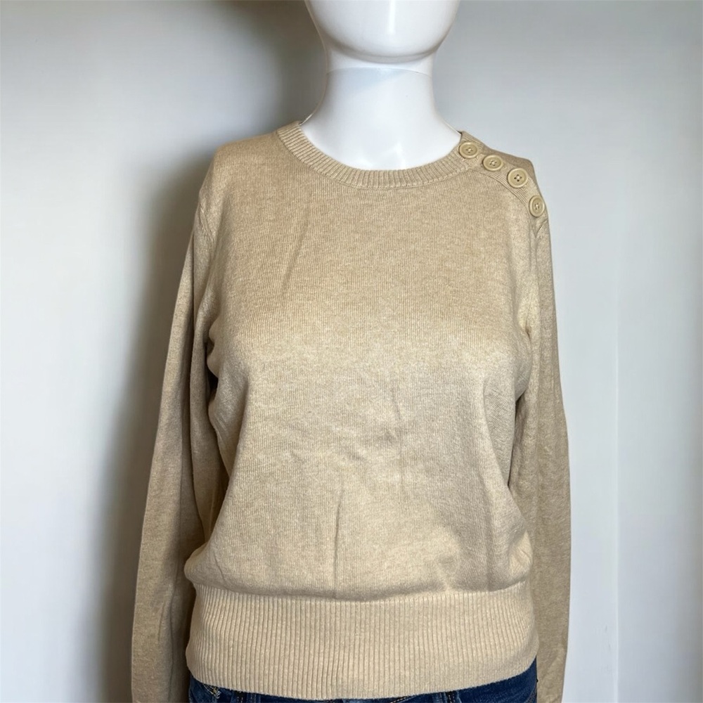 Vintage Beige Sweater with Button Detail
